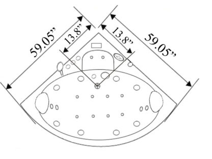 Hot tub black 59,05" X 59,05" whirlpool bathtub - Dolphin - Image 8