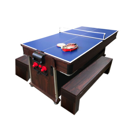 4 en 1 Table de Billard 7ft + Air Hockey + Table de Tennis + Table - Mattew avec bancs - Image 6